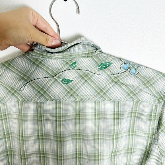 The North Face Green White Plaid Button Down Shirt sz XL - Picture 4 of 7